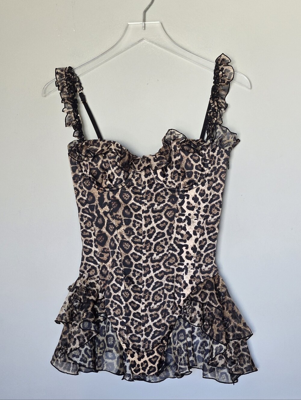 Oh Polly Caelie Ruffled Corset Romper in Leopard Festival Coachella Concert US 2 - Picture 15 of 15